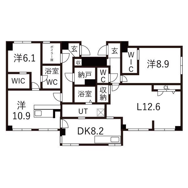 外苑ブロードハイツ(3LDK/1階)の間取り写真
