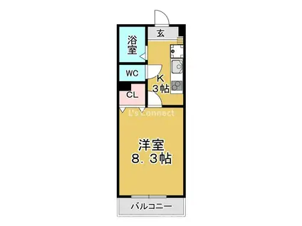 パークサイド(1K/2階)の間取り写真