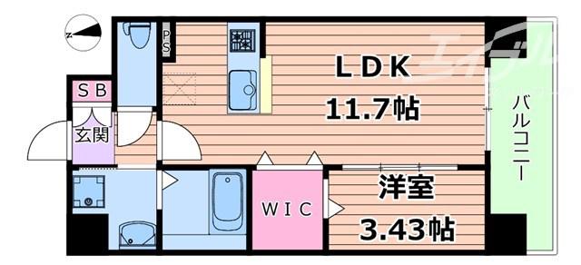 WORVE吹田江坂(1LDK/5階)の間取り写真