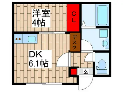 フェリシティ越谷(1DK/1階)の間取り写真