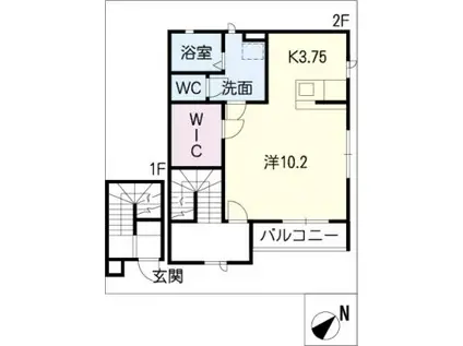 ベルリードM(1K/2階)の間取り写真