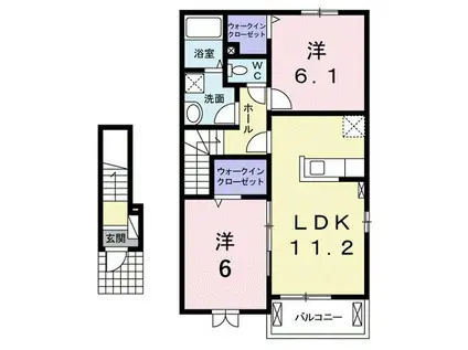 AVENIR I(2LDK/2階)の間取り写真
