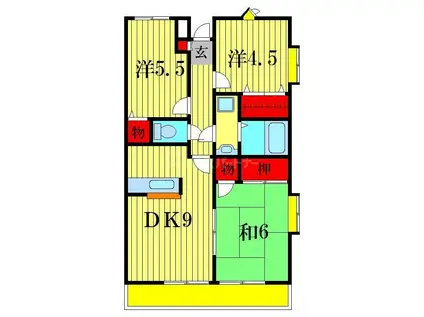 プラザ天王台(3LDK/2階)の間取り写真