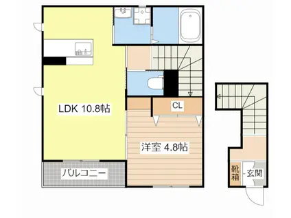 シャーメゾン ホクト(1LDK/2階)の間取り写真