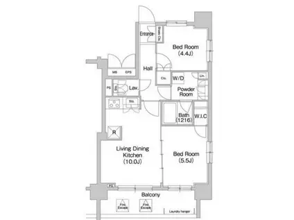 コンフォリア両国サウス(2LDK/8階)の間取り写真