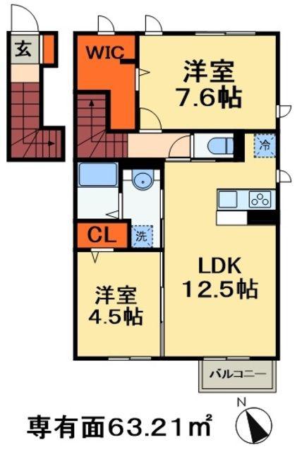 ステラC(2LDK/2階)の間取り写真