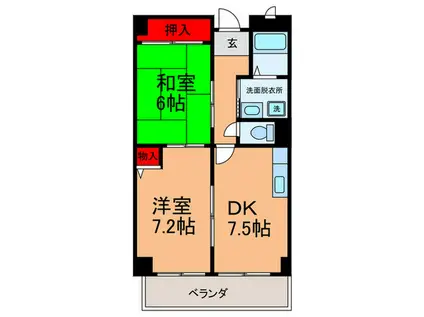 グレース長居公園(2DK/4階)の間取り写真