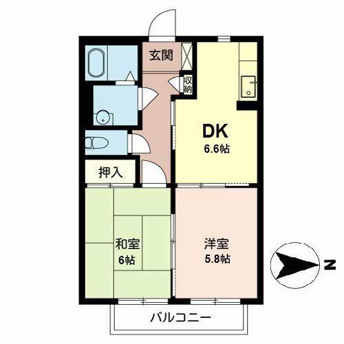 メゾン・ボナール(2DK/2階)の間取り写真