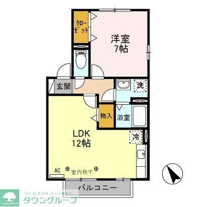 アーバン コート A/B/C/D(1LDK/2階)の間取り写真