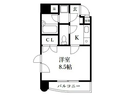 ダイナコート西公園II(1K/7階)の間取り写真