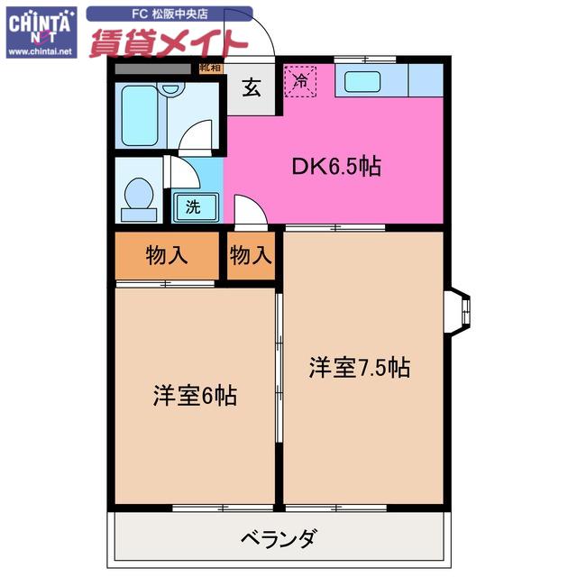 ハートランド弐番館(2DK/2階)の間取り写真
