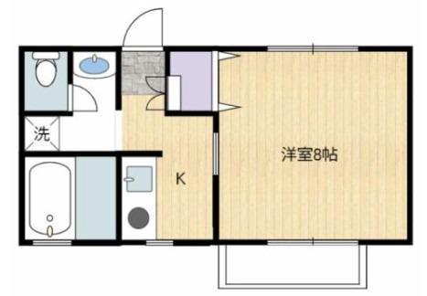 ドミール小野(1K/2階)の間取り写真