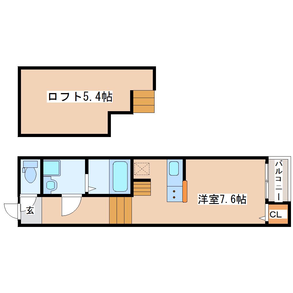PRESTIGE旭ケ丘(1K/1階)の間取り写真