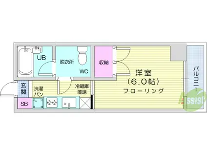 サンパレスシカマ(1K/7階)の間取り写真