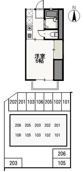 ディナ東岡山(1K/2階)の間取り写真