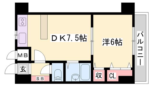 D-スクウェア加古川(1DK/3階)の間取り写真