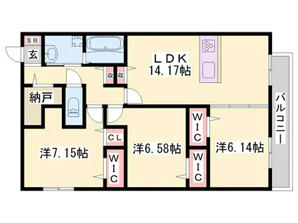 グラン セレーネ オオクボ(3LDK/1階)の間取り写真