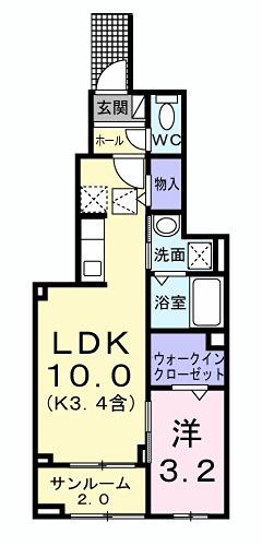 ル・ソレイユ(1LDK/1階)の間取り写真