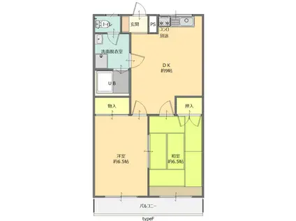 ヘラコーポI(2DK/1階)の間取り写真