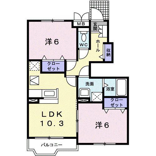 アーデン西浜 I(2LDK/1階)の間取り写真