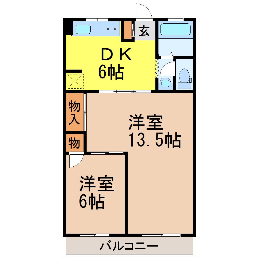 京源ハイツ(2DK/3階)の間取り写真