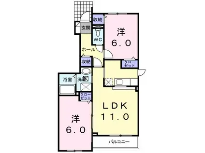 フィオーレC(2LDK/1階)の間取り写真