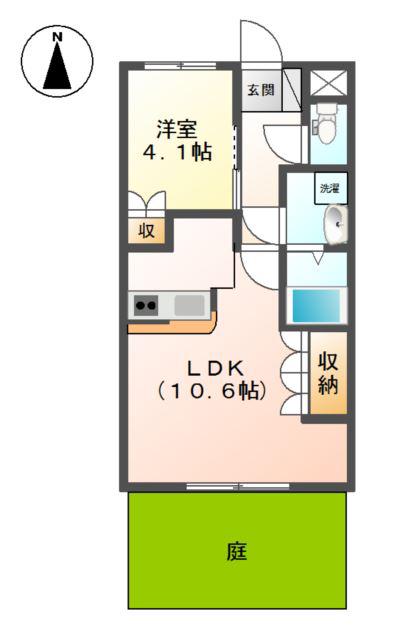 TRESOR(1LDK/1階)の間取り写真