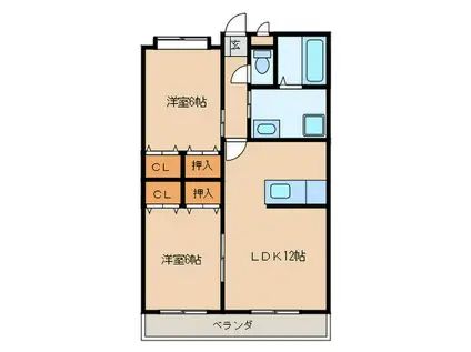 キャッスルコートB(2LDK/3階)の間取り写真