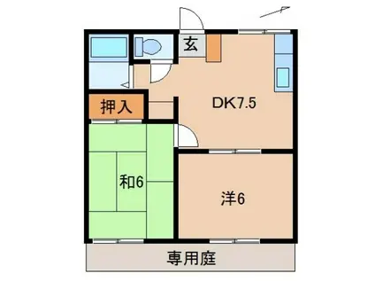 湯浅ハイツ(2DK/1階)の間取り写真