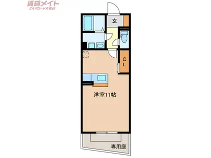 モナリエ竹成B(ワンルーム/1階)の間取り写真