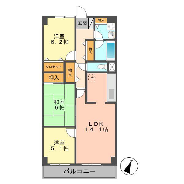 ベルグランデ(3LDK/7階)の間取り写真