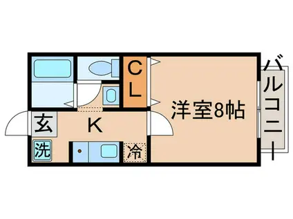 KIフラット(1K/2階)の間取り写真