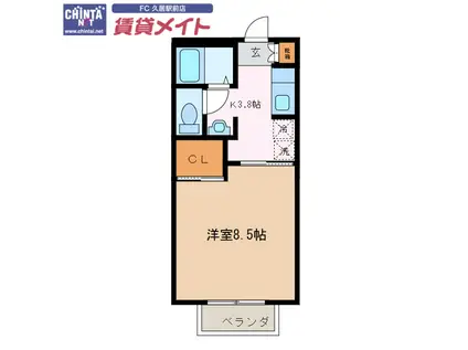 プレザントハイツ久居B(1K/2階)の間取り写真