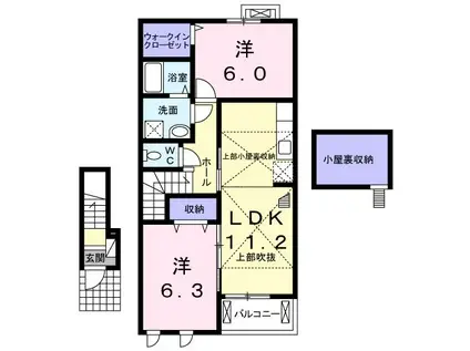 エスポワール(2LDK/2階)の間取り写真