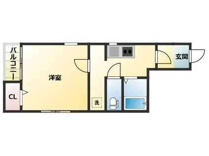 SKハイツ(1K/1階)の間取り写真