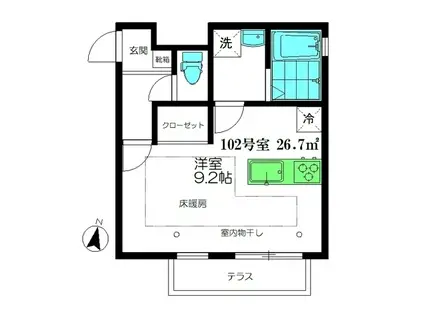 カーサ多摩川(ワンルーム/1階)の間取り写真