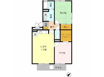 ウエストハイツ(2LDK/1階)の間取り写真