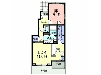 インテレクトII(1LDK/1階)の間取り写真