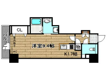 DTOWER城北(1K/2階)の間取り写真