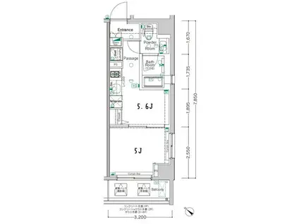 XEBEC長原(1DK/7階)の間取り写真