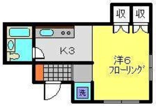 ブルーフラット(1K/1階)の間取り写真