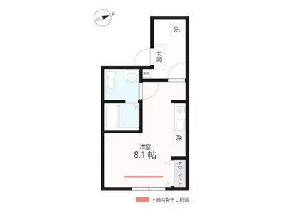 QUIET CRAB HOUSE MIX山手II(1K/2階)の間取り写真