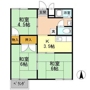 レスト北新川 B(3K/2階)の間取り写真