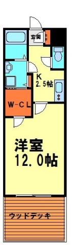 ルクラージュ花屋敷(1K/1階)の間取り写真