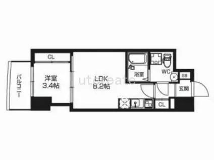 セレニテ本町グランデ(1LDK/13階)の間取り写真