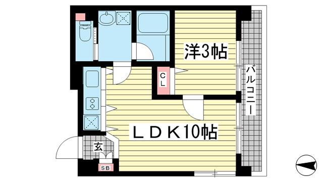 花隈岩崎マンション(1LDK/2階)の間取り写真