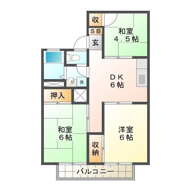 メゾンスイス(3DK/2階)の間取り写真