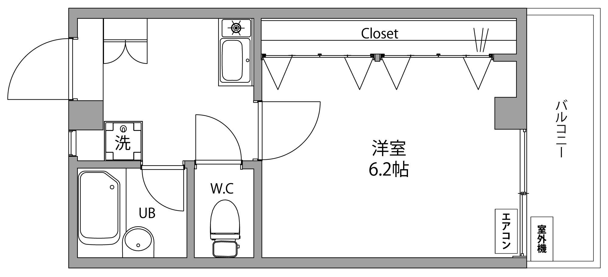 パレスKI(1K/4階)の間取り写真