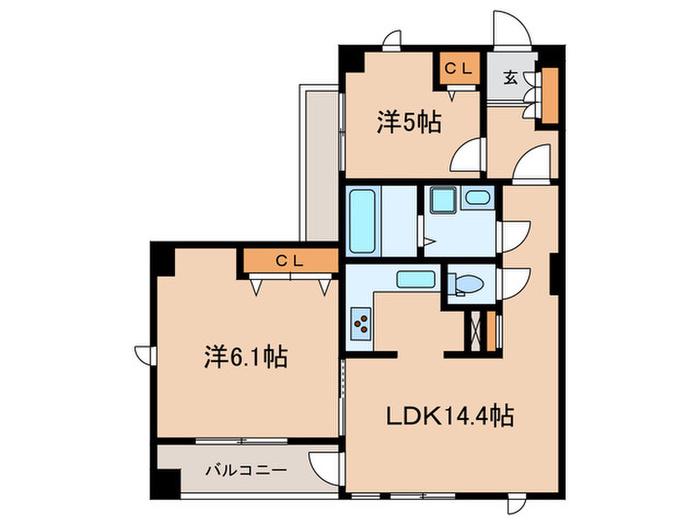 レジディア自由が丘(2LDK/2階)の間取り写真