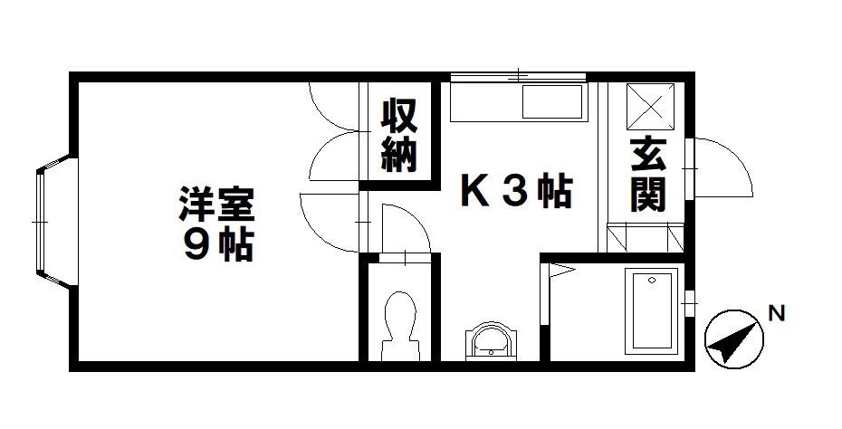 マーセルサワムラII(1K/2階)の間取り写真